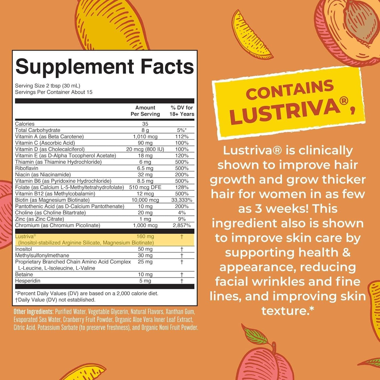 Maryruth'S Liquid Multivitamin + Lustriva® Hair Growth Vitamins | Biotin 10000Mcg | Vitamin D | Clinically Tested for Thicker Hair, Wrinkles, Fine Lines, Skin Care | Ages 18+ | 15.22 Fl Oz - Supply Center USA