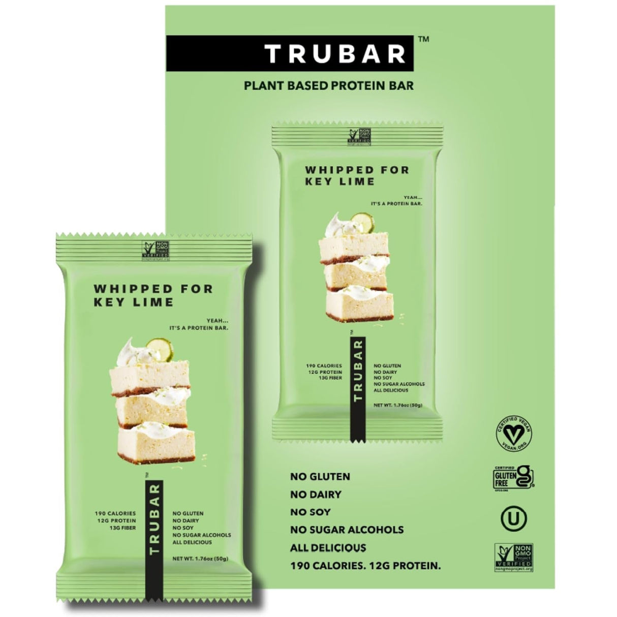 TRUBAR Vegan Protein Bar, Oh Oh Cookie Dough, Gluten Free, Plant Based Protein, Dairy Free, Non GMO, Soy Free, No Sugar Alcohols, 12G Protein, 12G Fiber, 23G Carb, Healthy on the Go Snack Bars, 12 CT