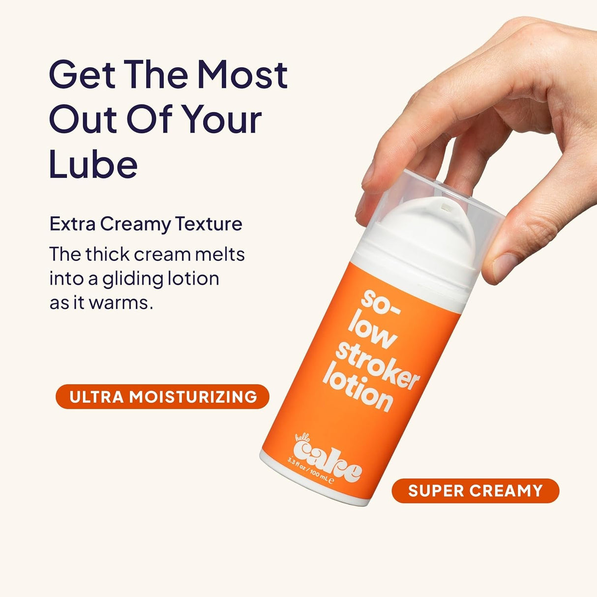 Hello Cake So-Low Stroker Lotion - below the Belt Solo Cream for Men, Natural Moisturizing Ingredients Coconut Oil, Avocado Oil, Aloe Vera, 3.3 Fl Oz