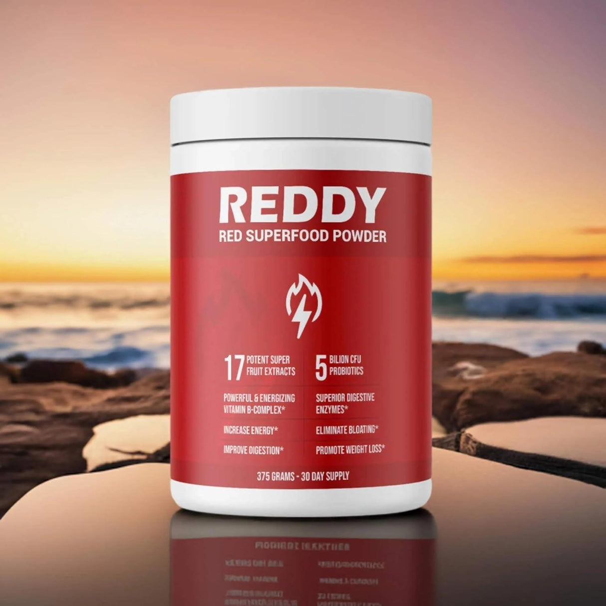 REDDY Superfood Powder: Boost Immunity, Enhance Energy & Vitality, Support Gut Health with 40+ Antioxidants, 20 Fruits & Vegetables, 5 Billion Probiotics - Made in USA - Supply Center USA