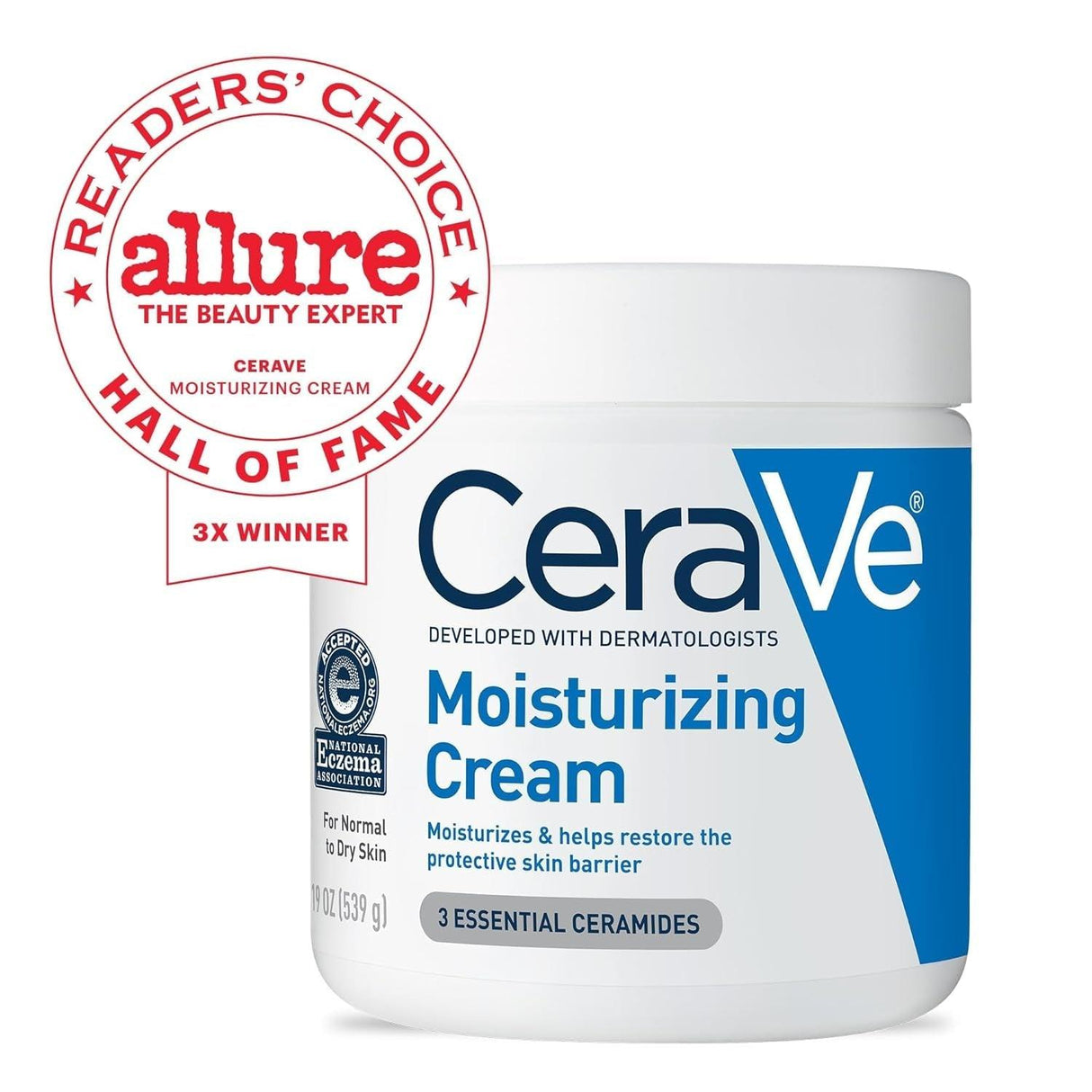 Cerave Moisturizing Cream | Body and Face Moisturizer for Dry Skin | Body Cream with Hyaluronic Acid and Ceramides | Daily Moisturizer | Oil-Free | Fragrance Free | Non-Comedogenic | 19 Ounce - Supply Center USA