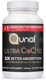 Qunol Ultra Coq10 100Mg Softgels- 3X Better Absorption, Antioxidant for Heart Health & Energy Production, Coenzyme Q10 Vitamins and Supplements, 3 Month Supply, 90 Count - Supply Center USA