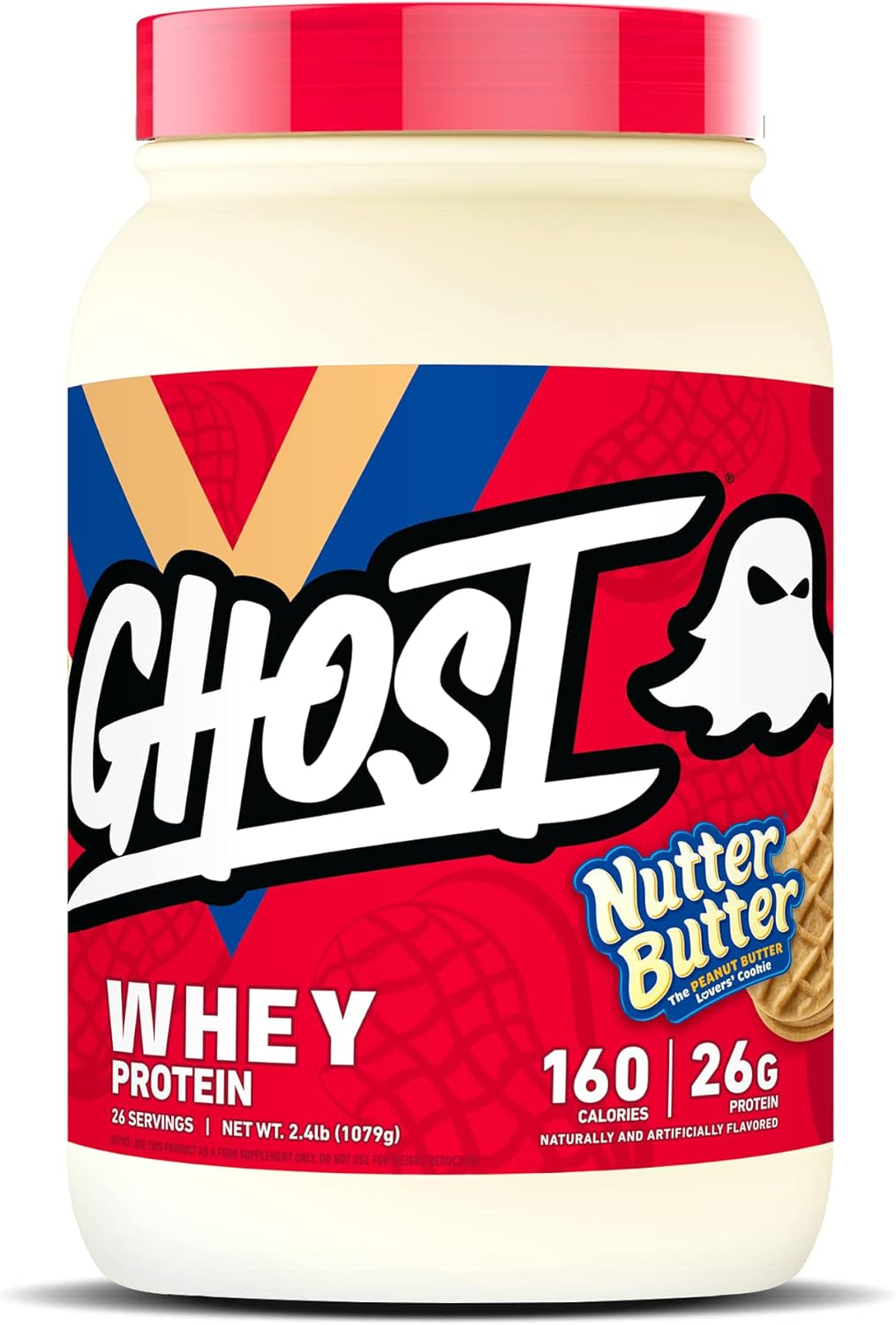 GHOST Whey Protein Powder, Chips Ahoy - 2LB Tub, 25G of Protein - Chocolate Chip Cookie Flavored Isolate, Concentrate & Hydrolyzed Whey Protein Blend