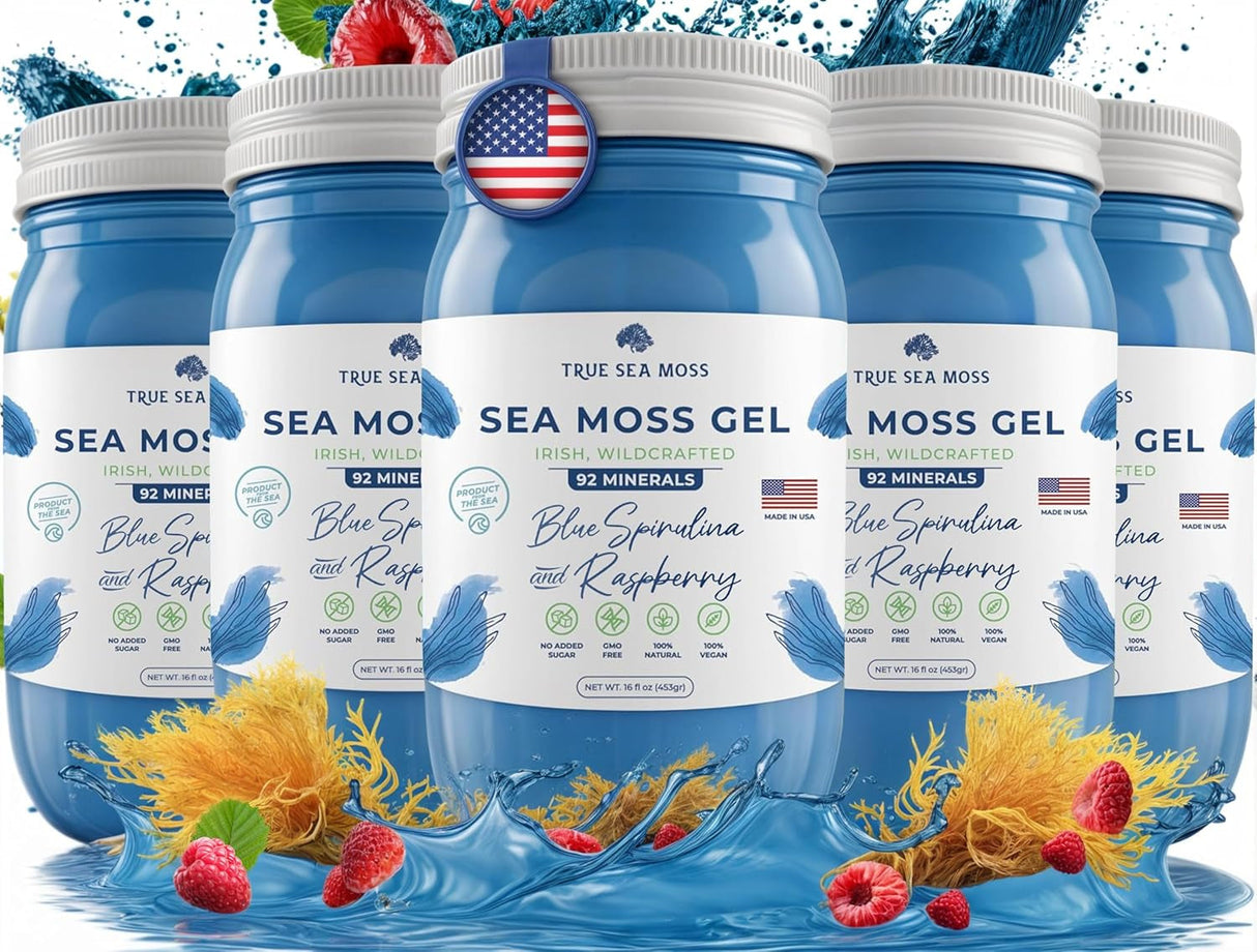 Trueseamoss Wildcrafted Irish Sea Moss Gel –7 Flavors- Nutritious Raw Seamoss Rich in Minerals, Proteins & Vitamins – Antioxidant Health Sea Moss, Vegan Made in USA (MANGO/PINEAPPLE, 1)
