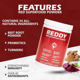 REDDY Superfood Powder: Boost Immunity, Enhance Energy & Vitality, Support Gut Health with 40+ Antioxidants, 20 Fruits & Vegetables, 5 Billion Probiotics - Made in USA - Supply Center USA