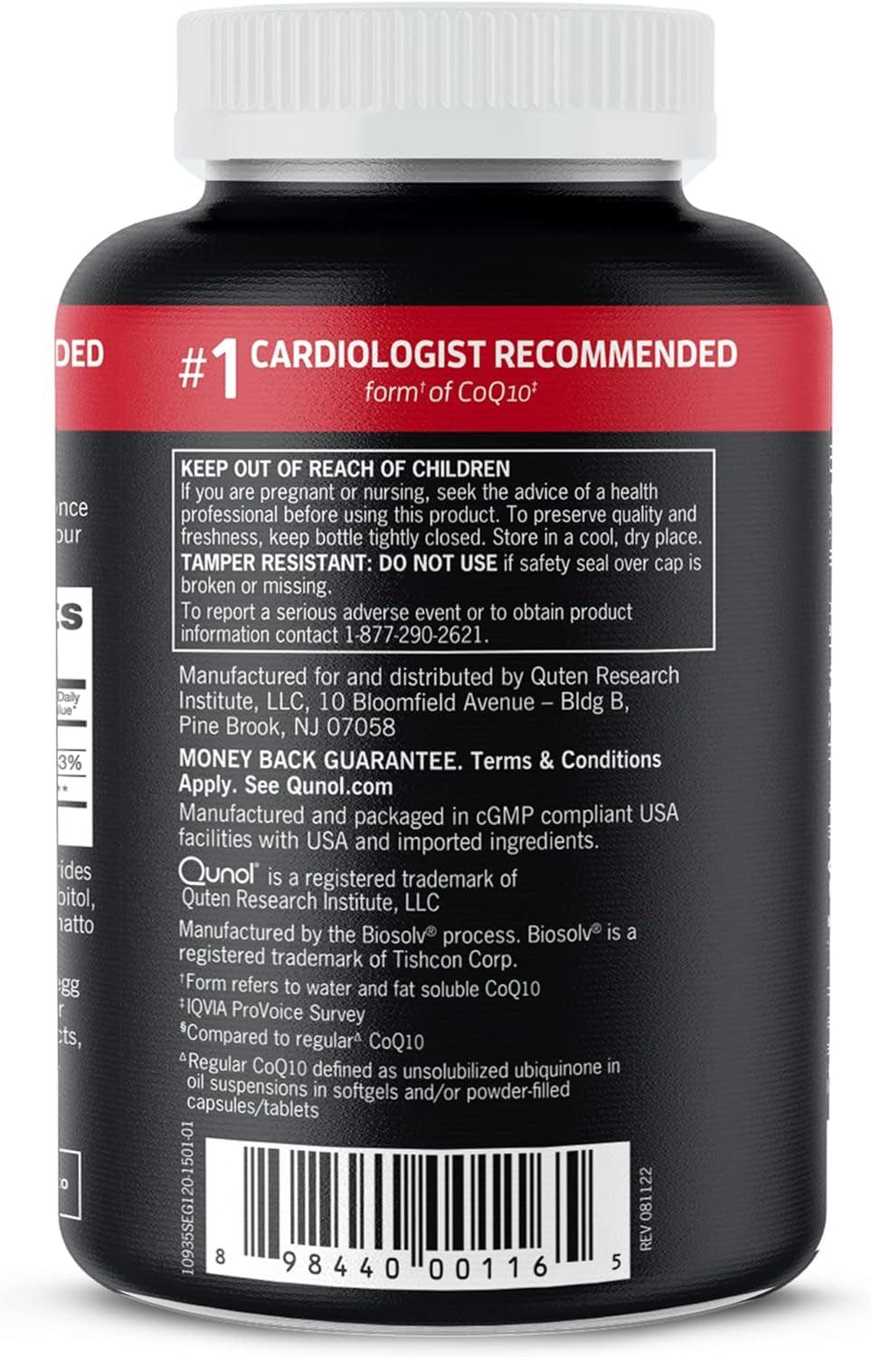 Qunol Coq10 100Mg Softgels, Ultra Coq10 100Mg, 3X Better Absorption, Antioxidant for Heart Health & Energy Production, Coenzyme Q10 Vitamins and Supplements, 4 Month Supply, 120 Count - Supply Center USA