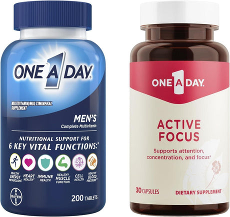 One a Day Men’S Multivitamin, Supplement Tablet with Vitamin A, Vitamin C, Vitamin D, Vitamin E and Zinc for Immune Health Support, B12, Calcium & More, 200 Count (Packaging May Vary), Pack of 1 - Supply Center USA