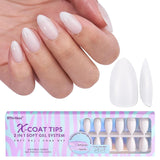 Btartboxnails XS Short Square Gel Nail Tips - Pre Colored Milky White Soft Gel Nail Tips, Milky White Press on Nails, Natural XCOATTIPS Pre Applied Tip Primer