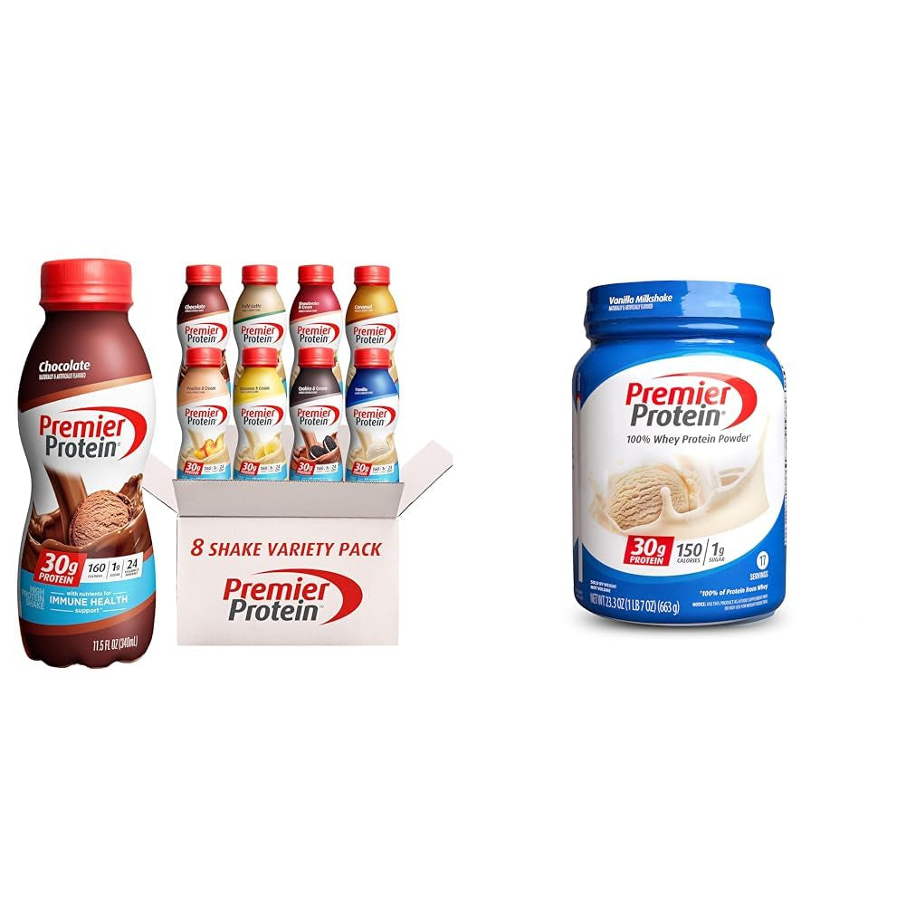 Premier Protein, Protein Shake, 8 Flavor Variety Pack, 30G Protein, 1G Sugar, 24 Vitamins & Minerals, Nutrients to Support Immune Health 11.5 Fl Oz (8 Pack)