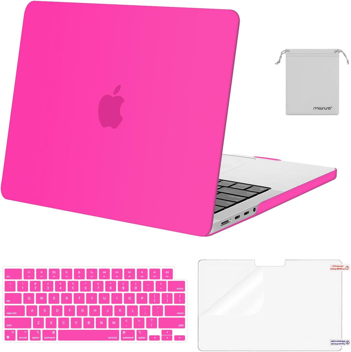 MOSISO Compatible with Macbook Pro 14 Inch Case 2024 2023 2022 2021 M4 M3 M2 M1 Pro Max A3112 A3185 A3401 A2918 A2992 A2779 A2442, Plastic Hard Shell&Keyboard Cover&Screen Film&Pouch, Black