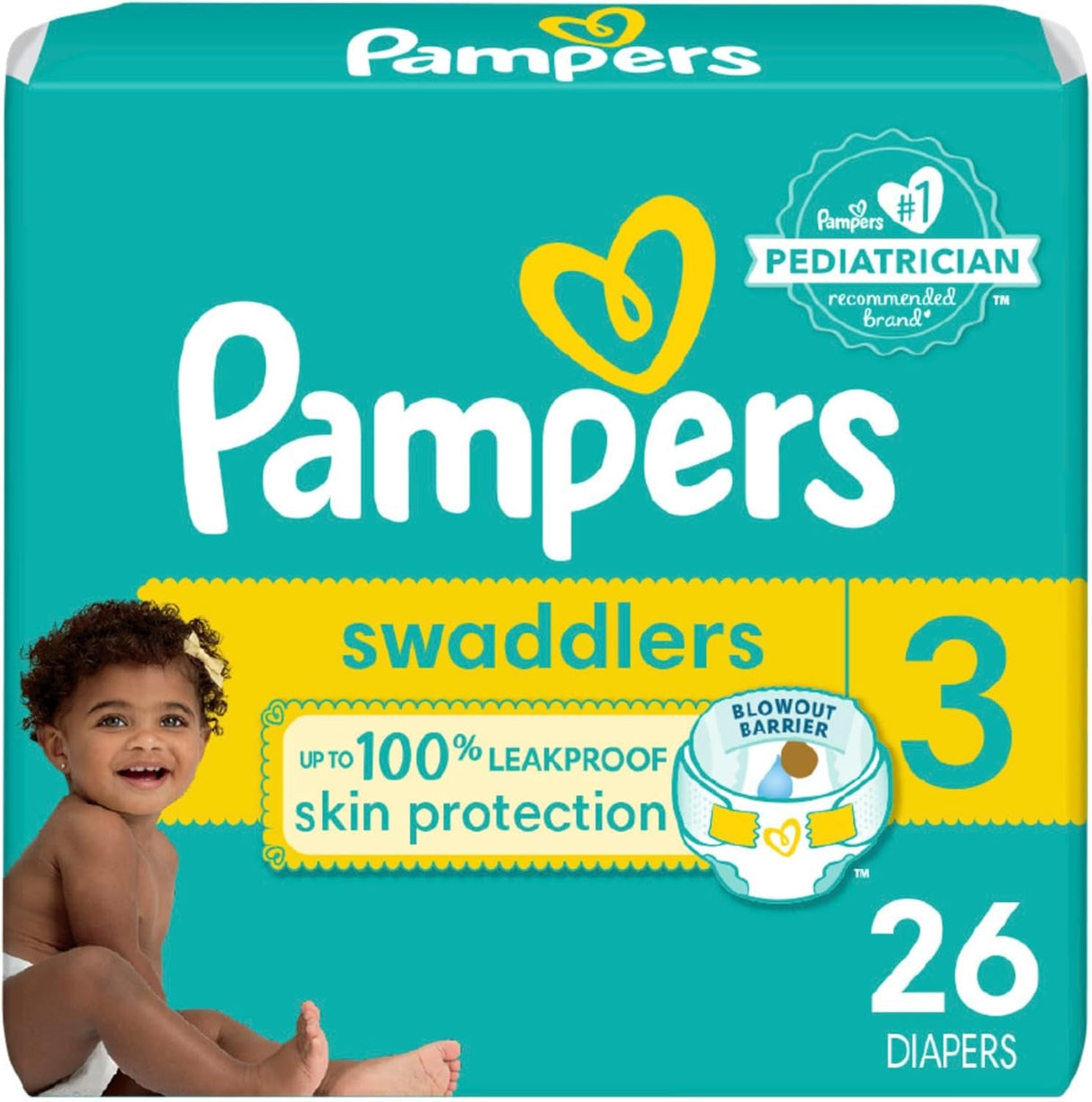 Pampers Swaddlers Diapers - Size 5, One Month Supply (132 Count), Ultra Soft Disposable Baby Diapers