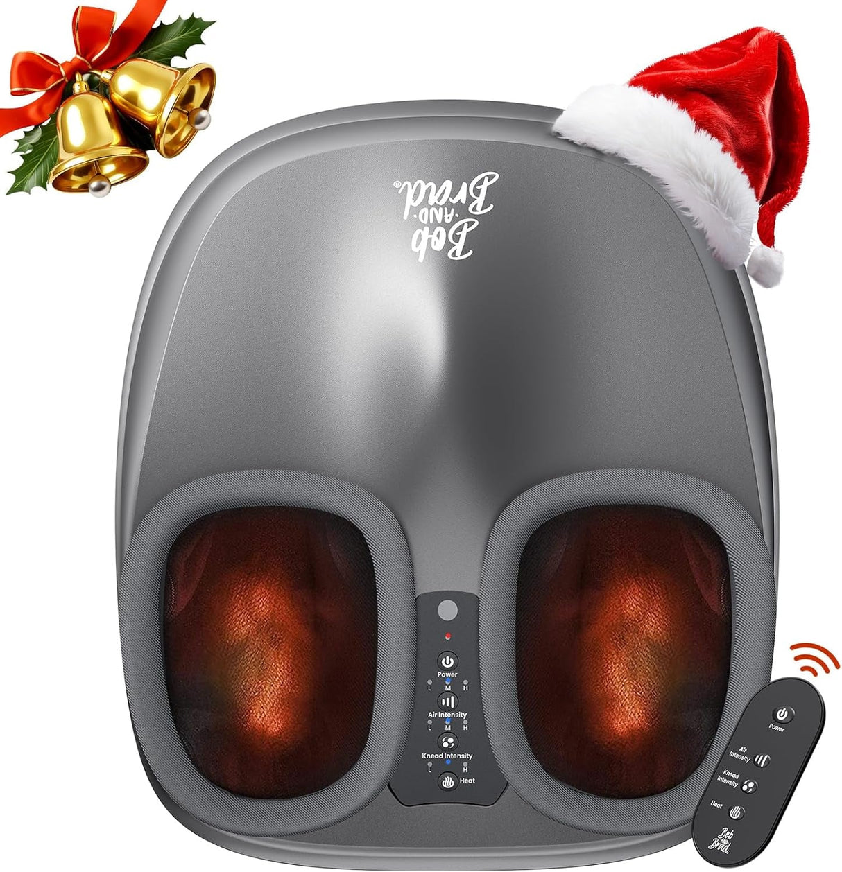BOB and BRAD Foot Massager with Heat and Remote, Christmas Gifts for Women Men, FSA HSA Eligible, Shiatsu Deep Kneading Electric Feet Massager Machine for Plantar Fasciitis, Men Size 12