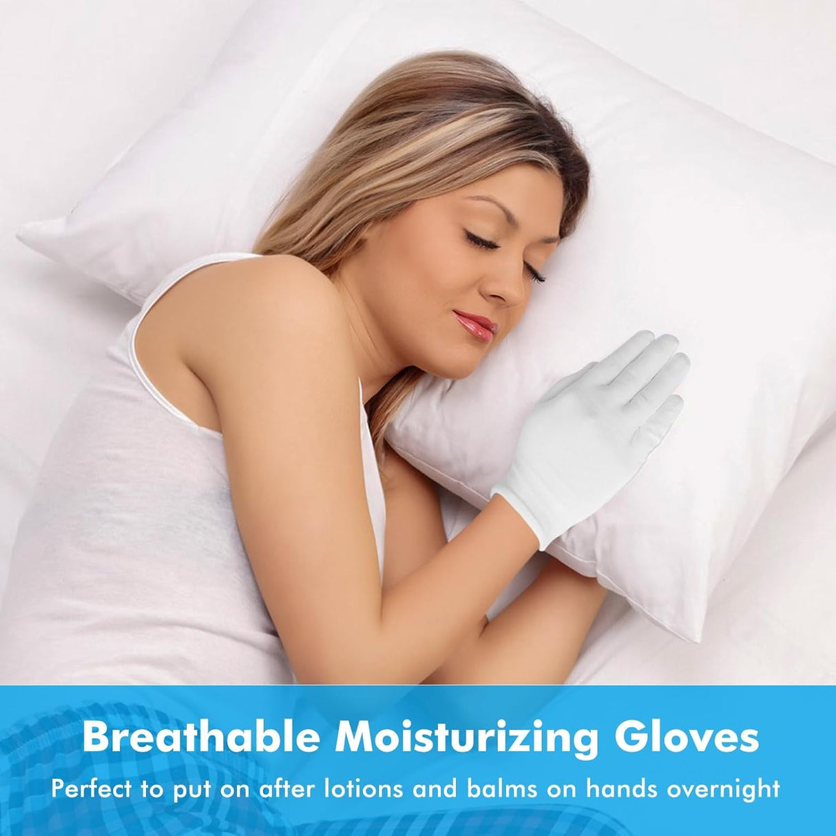 Cotton Gloves for Dry Hands Sleeping, 4 Pairs Moisturizing Gloves Overnight, White Cotton Gloves for Men and Women, Eczema Gloves, White Gloves Costume for Christmas Weddings Serving Inspection