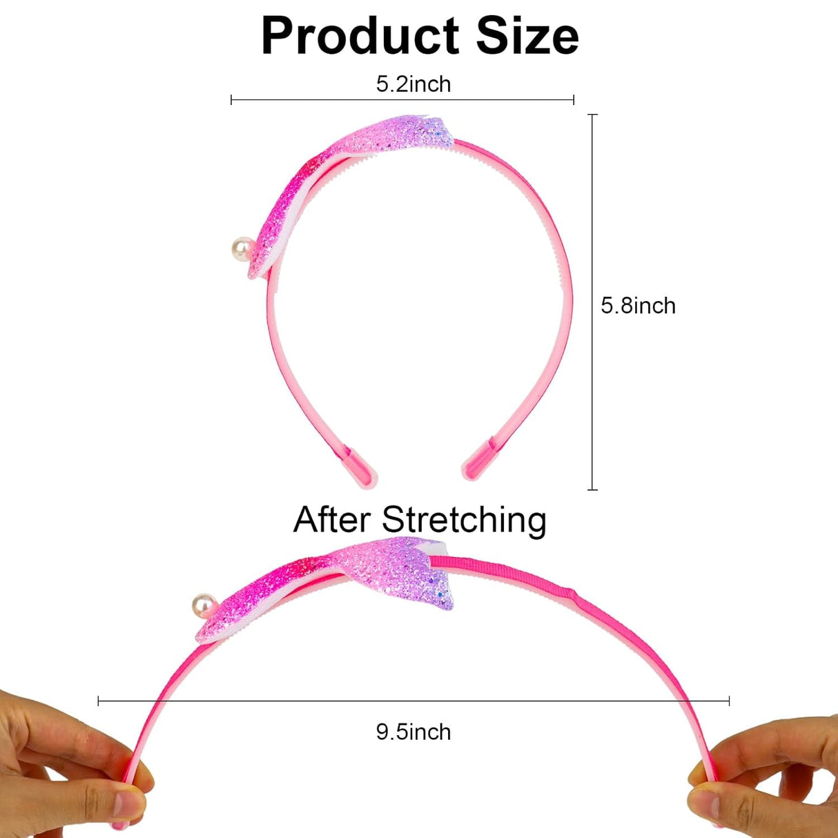 Casoty 6 Pcs Mermaid Headbands, Mermaid Hair Bands, No Slip Headbands for Women Girls, Adjustable Cute Head Bands, Mermaid Hair Accessories for Daily Wear Birthday Party Gifts