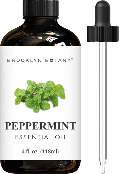 Brooklyn Botany Peppermint Essential Oil - Huge 4 Fl Oz - 100% Pure and Natural - Premium Grade with Dropper - for Aromatherapy and Diffuser