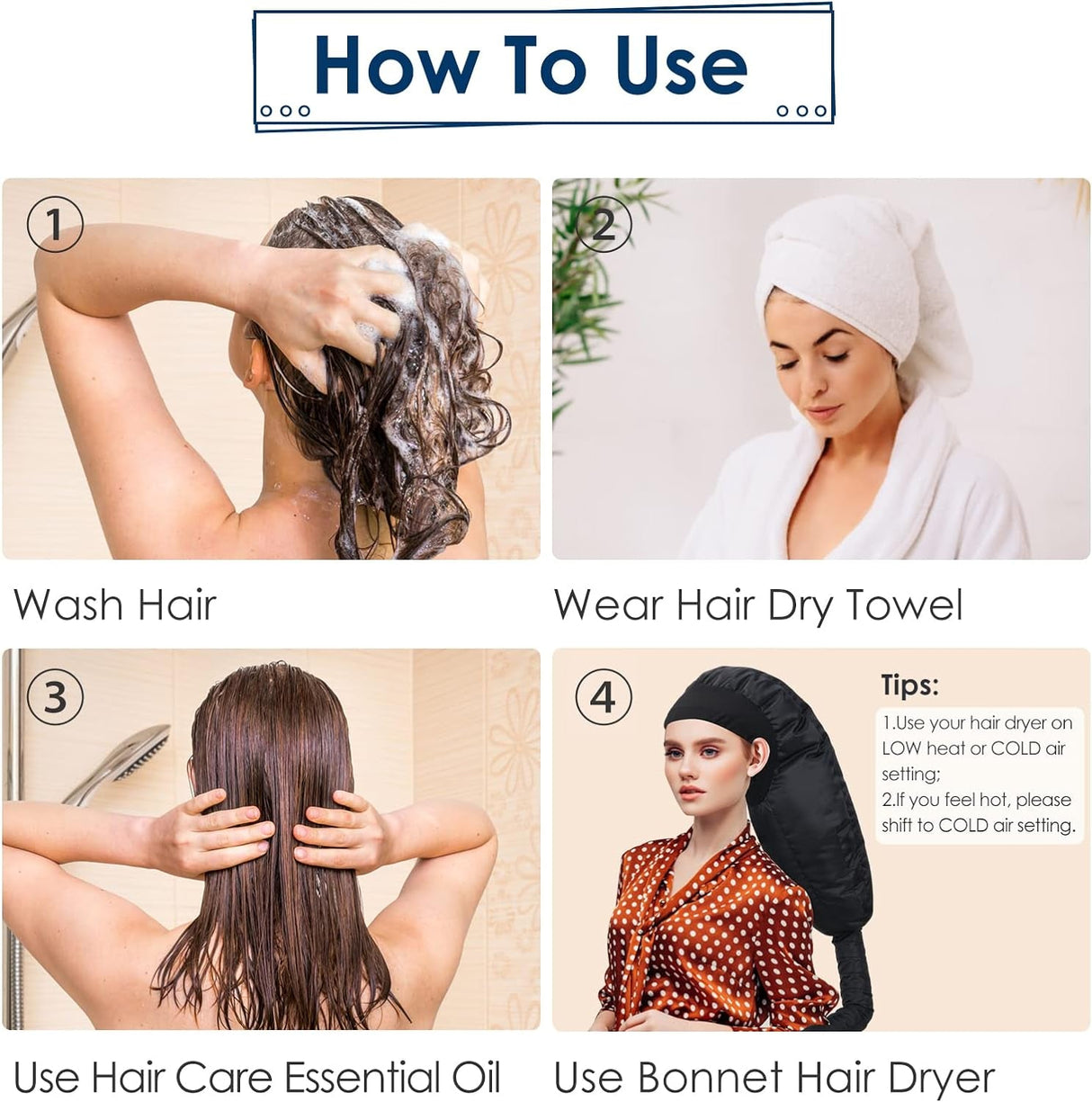Bonnet Hair Dryer Attachment: Upgraded Extra Large Hooded Hair Dryer Adjustable Soft Blow Dryer Caps - Easy to Use for Natural Curly Textured Hair Care Styling Fast Drying