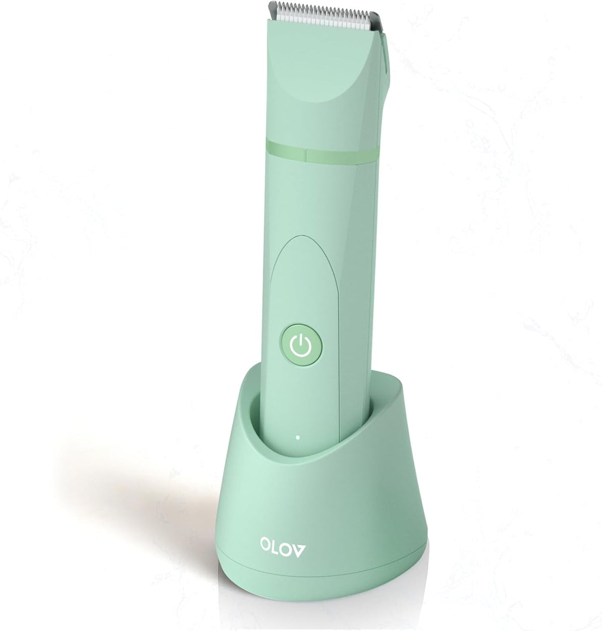 OLOV Electric Body Hair Trimmer - Groin Trimmer for Men - Bikini Trimmer Women - Wet/Dry Shaver Groomer, Replaceable Ceramic Blade Heads, USB Recharge Dock, Waterproof Hygiene Razor,Black