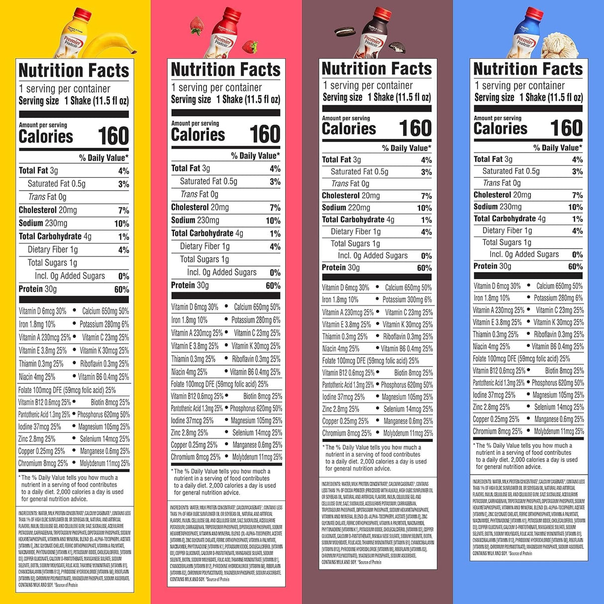 Premier Protein, Protein Shake, 8 Flavor Variety Pack, 30G Protein, 1G Sugar, 24 Vitamins & Minerals, Nutrients to Support Immune Health 11.5 Fl Oz (8 Pack)
