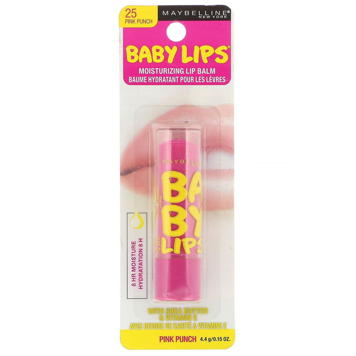 Maybelline, Baby Lips, Moisturizing Lip Balm, 25 Pink Punch, 0.15 oz (4.4 g) - Supply Center USA