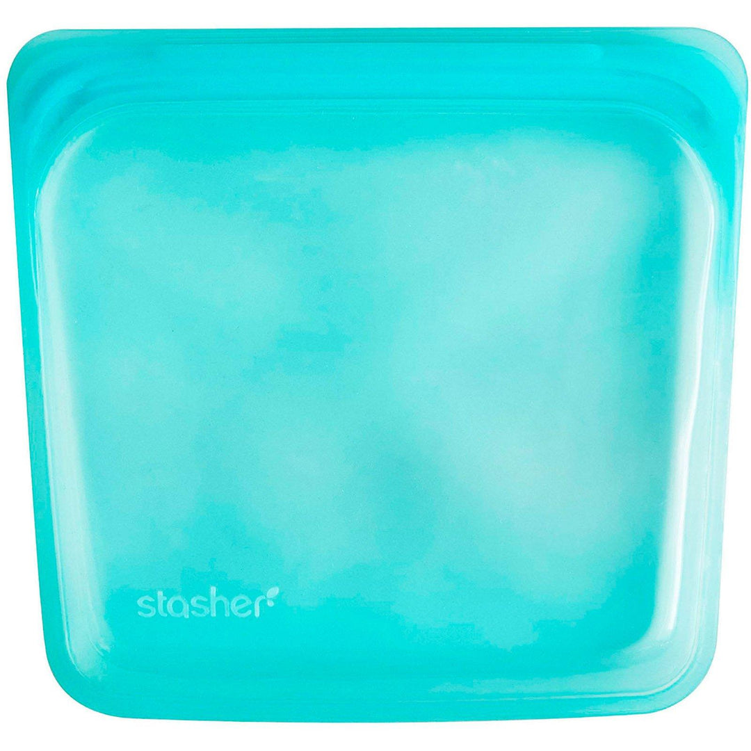 Stasher, Reusable Silicone Food Bag, Sandwich Size Medium, Aqua, 15 fl oz (450 ml) - HealthCentralUSA