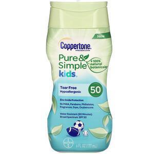 Coppertone, Kids, Pure & Simple, Sunscreen Lotion, SPF 50, 6 fl oz (177 ml) - Supply Center USA