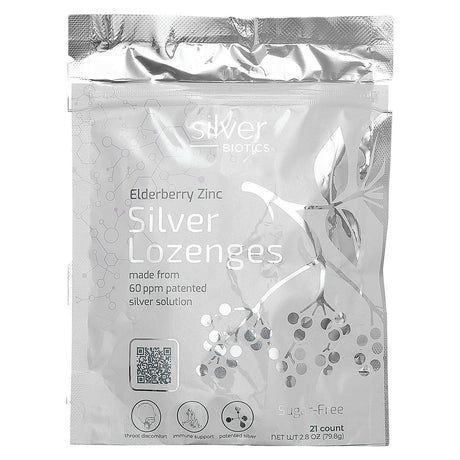 American Biotech Labs, Silver Biotics, Elderberry Zinc Silver Lozenges, 21 Lozenges, 2.8 oz (79.8 g) - Supply Center USA