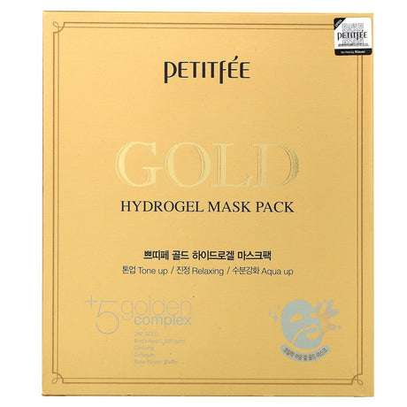 Petitfee, Gold Hydrogel Beauty Mask Pack, 5 Sheets - Supply Center USA