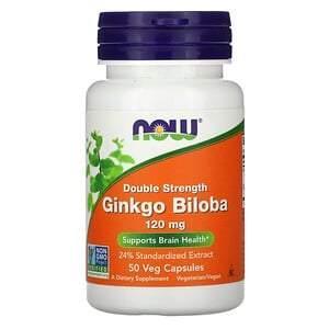 Now Foods, Ginkgo Biloba, Double Strength, 120 mg, 50 Veg Capsules - Supply Center USA