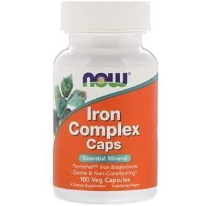 Now Foods, Iron Complex Caps, 100 Veg Capsules - Supply Center USA