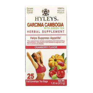 Hyleys Tea, Garcinia Cambogia with Green Tea, Cranberry, 25 Tea Bags, 1.32 oz (37.5 g) - Supply Center USA