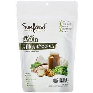 Sunfood, Superfoods, Organic Cacao & Mushrooms, 7.4 oz (210 g) - HealthCentralUSA