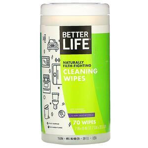 Better Life, Cleaning Wipes, Clary Sage & Citrus, 70 Wipes - Supply Center USA