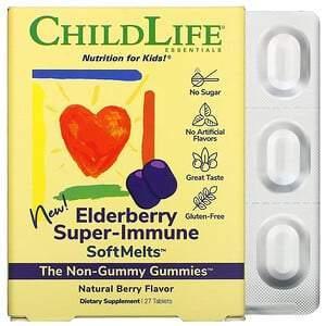 ChildLife, Elderberry Super-Immune SoftMelts, Natural Berry Flavor, 27 Tablets - Supply Center USA