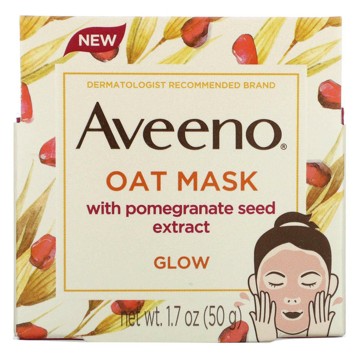 Aveeno, Oat Beauty Mask with Pomegranate Seed Extract, Glow, 1.7 oz (50 g) - HealthCentralUSA