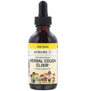 Eclectic Institute, Kids Herbs, Herbal Cough Elixir, Black Cherry Flavored, 2 fl oz (60 ml) - Supply Center USA