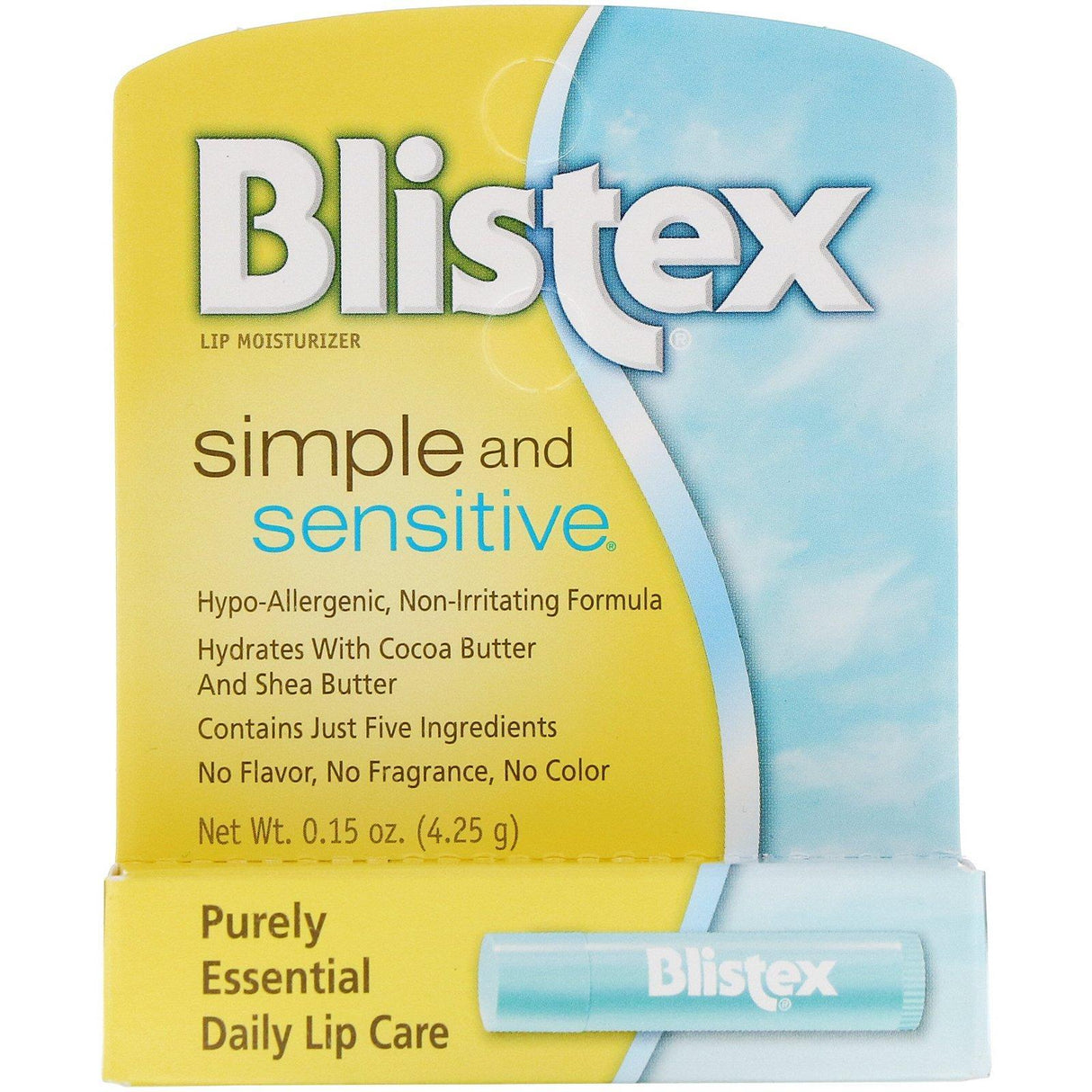 Blistex, Simple and Sensitive, Lip Moisturizer, 0.15 oz (4.25 g) - Supply Center USA