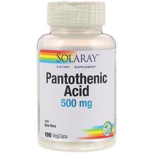 Solaray, Pantothenic Acid, 500 mg, 100 VegCaps - Supply Center USA