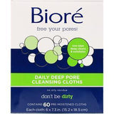 Biore, Daily Deep Pore Cleansing Cloths, 60 Pre-Moistened Cloths - Supply Center USA