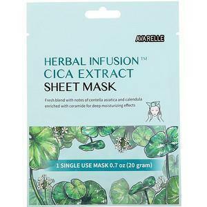 Avarelle, Herbal Infusion, Cica Extract Beauty Sheet Mask, 1 Sheet,0.7 oz (20 g) - Supply Center USA