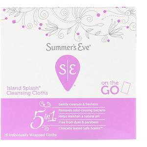 Summer's Eve, 5 in 1 Cleansing Cloths, Island Splash, 16 Individually Wrapped Cloths - HealthCentralUSA