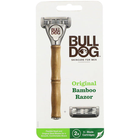 Bulldog Skincare For Men, Original Bamboo Razor, Two 5-Blade Cartridges - Supply Center USA