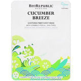 BioRepublic Skincare, Cucumber Breeze, Soothing Fiber Beauty Sheet Mask, 1 Sheet, 0.63 oz (18 ml) - Supply Center USA