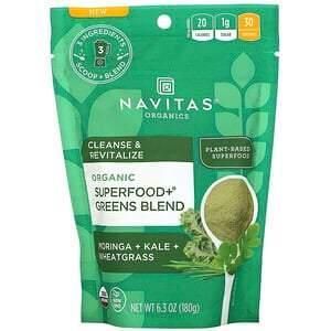 Navitas Organics, Organic Superfood+ Greens Blend, Moringa + Kale + Wheatgrass, 6.3 oz (180 g) - Supply Center USA