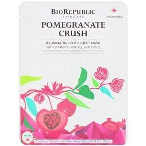 BioRepublic Skincare, Pomegranate Crush, Illuminating Fiber Beauty Sheet Mask, 1 Sheet, 0.63 oz (18 ml) - Supply Center USA