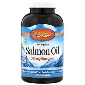 Carlson Labs, Norwegian, Salmon Oil, 500 mg, 300 Soft Gels - Supply Center USA