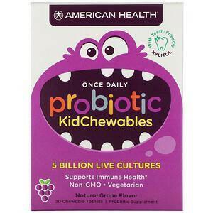 American Health, Probiotic KidChewables, Natural Grape Flavor, 5 Billion Live Culture, 30 Chewable Tablets - Supply Center USA