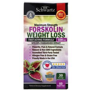 BioSchwartz, Maximum Strength, Forskolin Weight Loss, 250 mg, 60 Veggie Caps - Supply Center USA