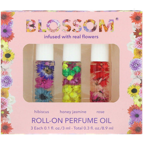 Blossom, Roll-On Perfume Oil Set, 3 Pieces, 0.1 fl oz (3 ml) Each - Supply Center USA