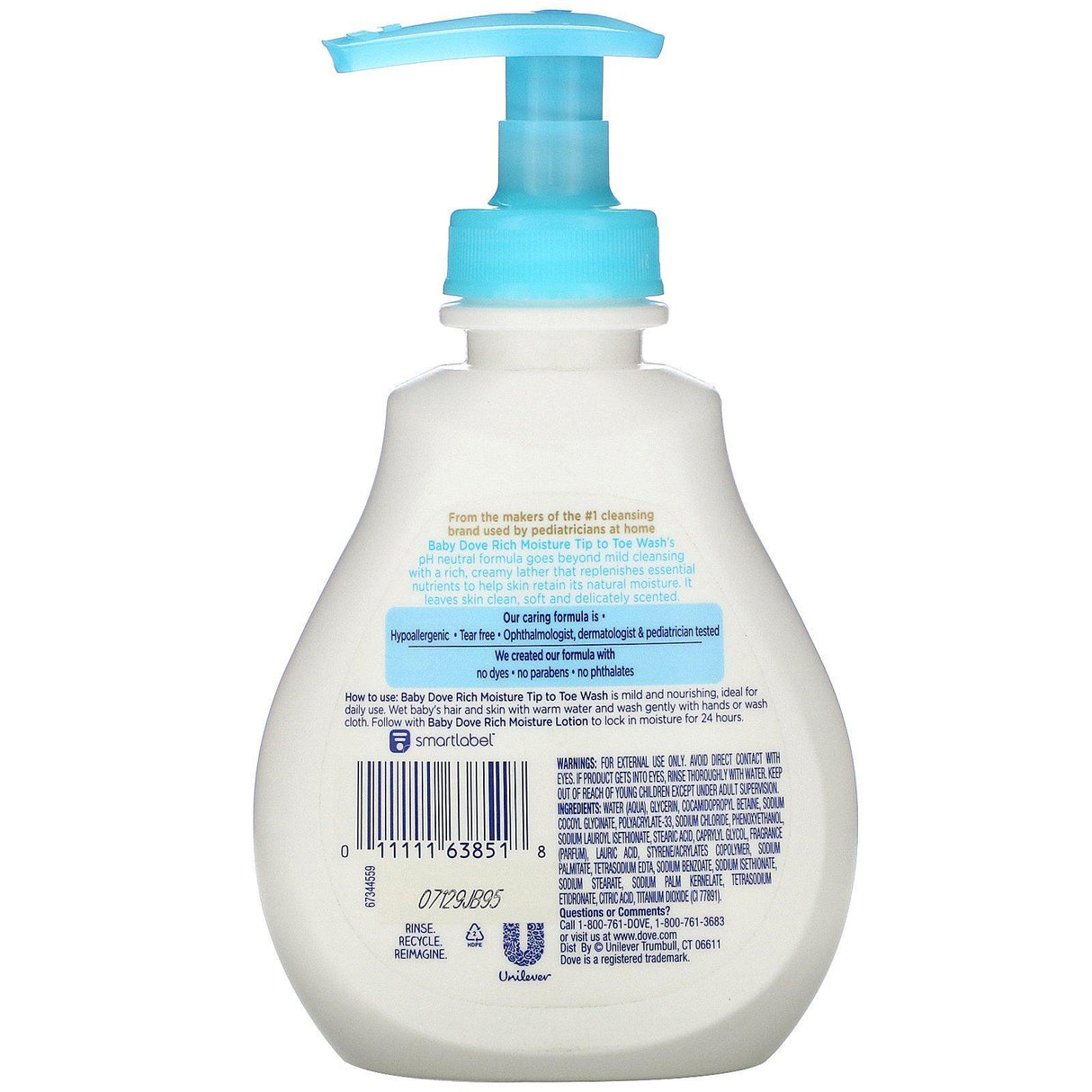 Dove, Baby, Tip to Toe Wash, Rich Moisture, 6.5 fl oz (192 ml) - Supply Center USA