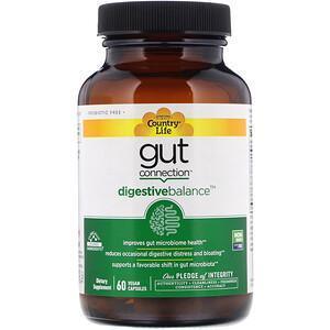 Country Life, Gut Connection, Digestive Balance, 60 Vegan Capsules - Supply Center USA